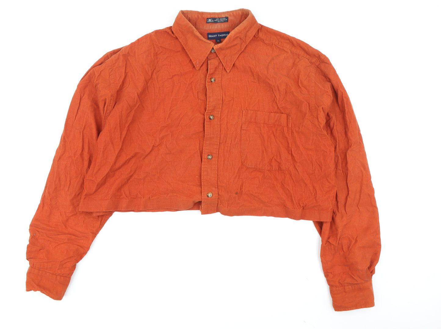 Grant Thomas Unisex Orange Corduroy Button-Up XL