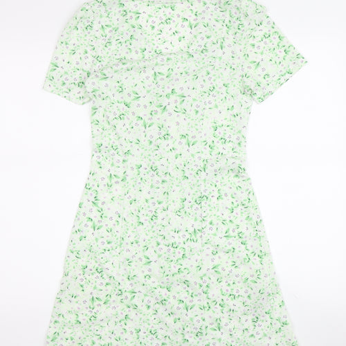 Mango Women's Green A-Line Floral Dress, Size S