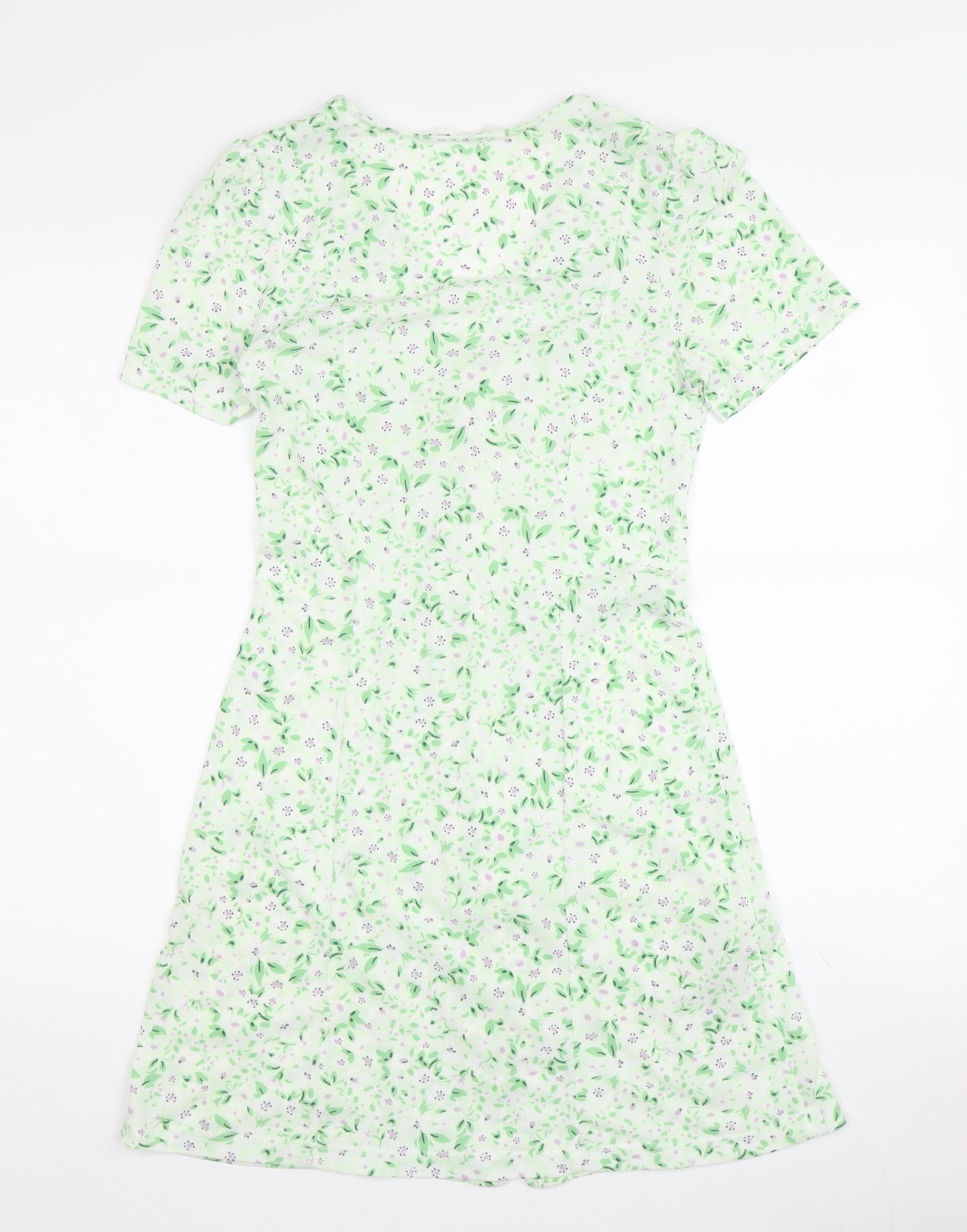 Mango Women's Green A-Line Floral Dress, Size S