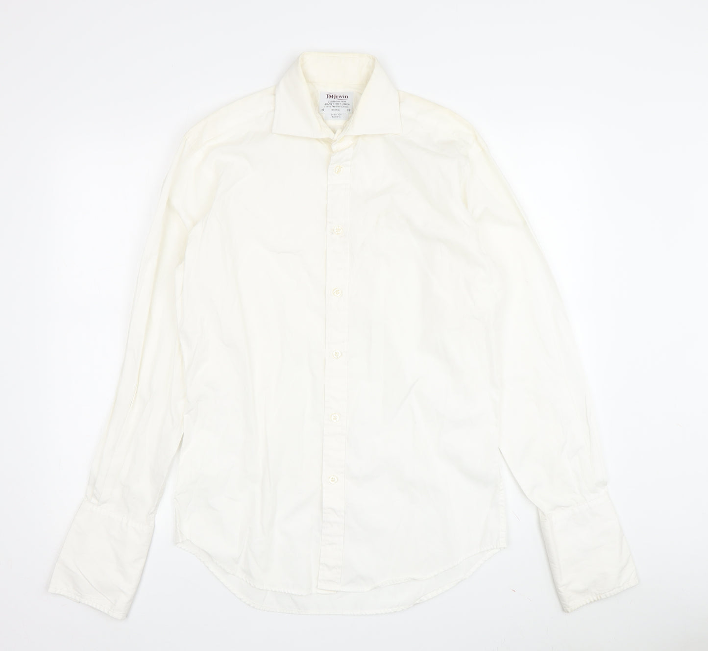 T.M. Lewin Men's White Slim Fit Dress Shirt, Size 15