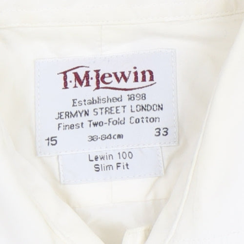 T.M. Lewin Men's White Slim Fit Dress Shirt, Size 15