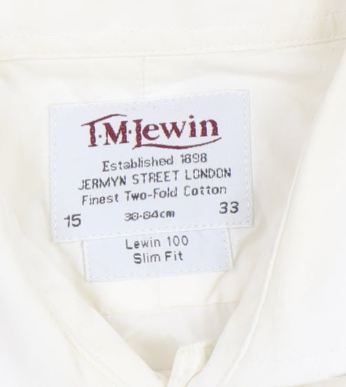 T.M. Lewin Men's White Slim Fit Dress Shirt, Size 15