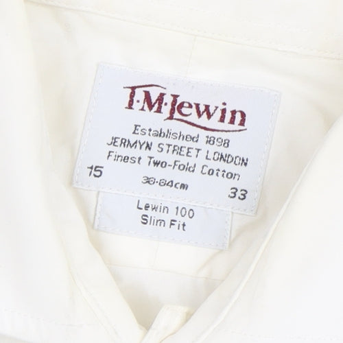 T.M. Lewin Men's White Slim Fit Dress Shirt, Size 15