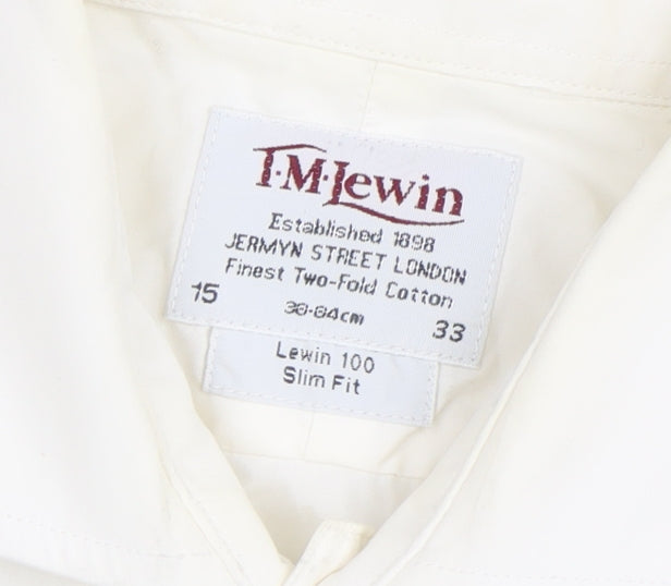 T.M. Lewin Men's White Slim Fit Dress Shirt, Size 15