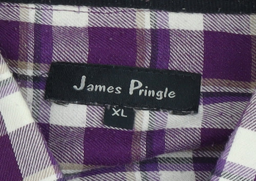 James Pringle Men's Purple Check Shirt XL Casual