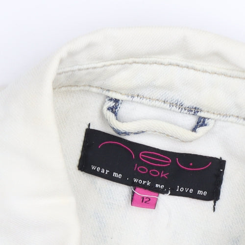 New Look Women's White Denim Jacket Size 12