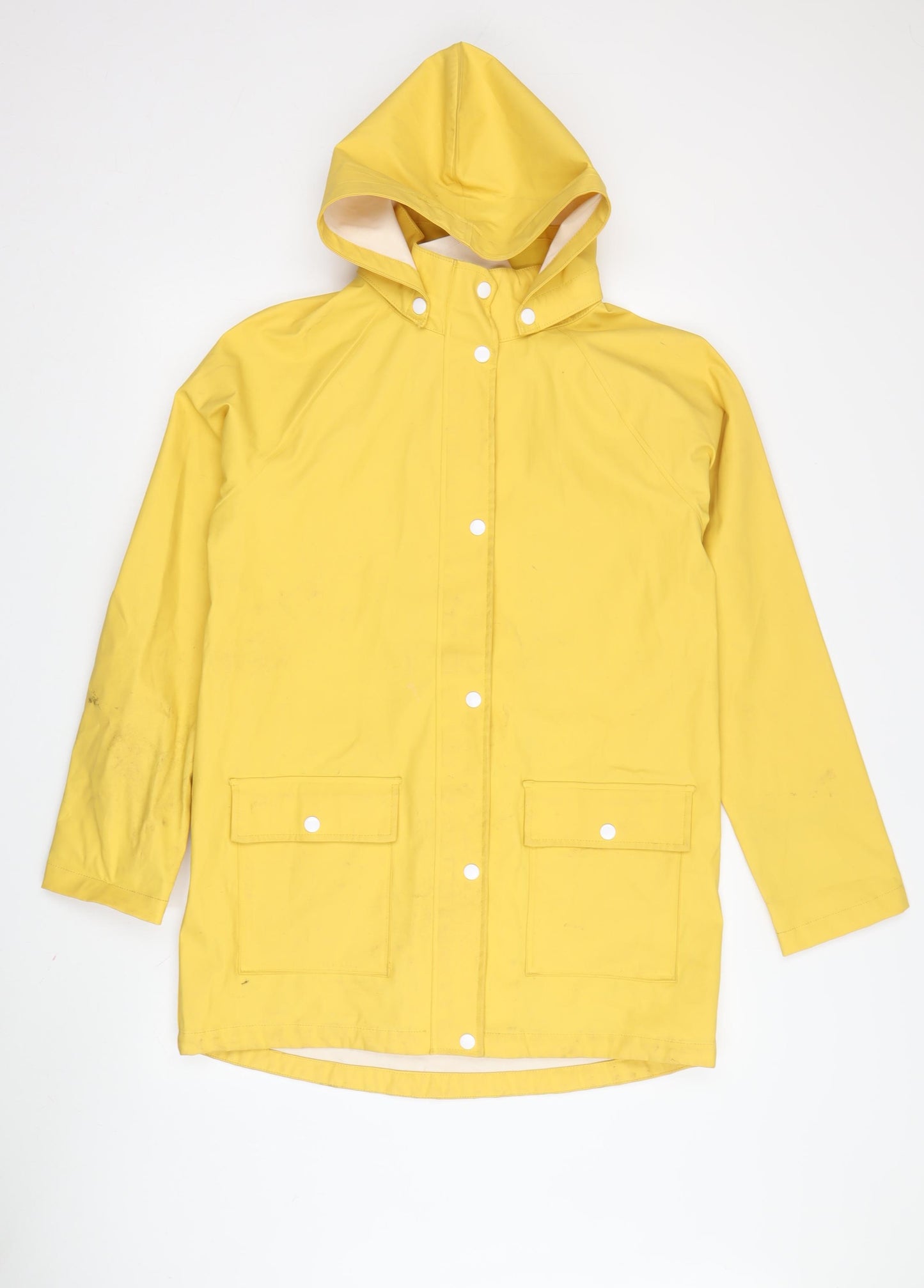 H&M Women's Yellow Waterproof Rain Coat, Size 12-14