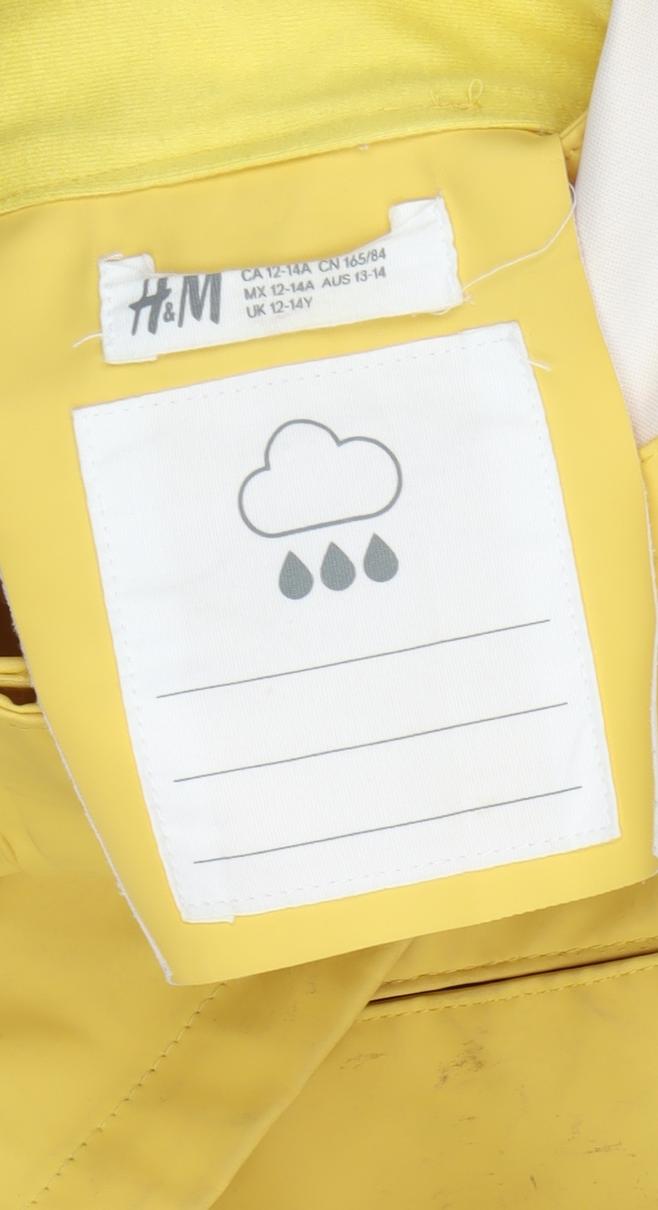 H&M Women's Yellow Waterproof Rain Coat, Size 12-14