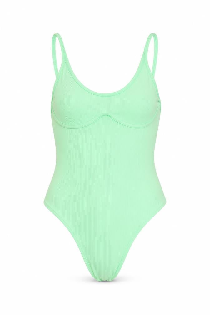 Bershka Women's Green One Piece Swimsuit, Size 10