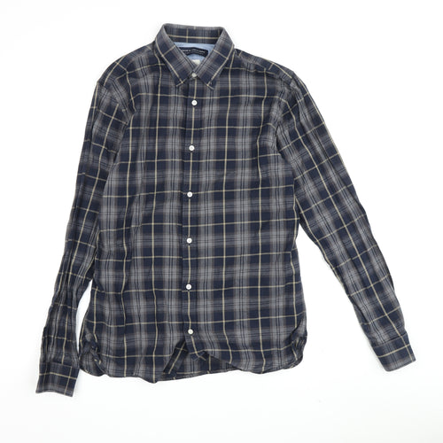 Jack & Jones Men's Blue Plaid Long Sleeve Shirt M