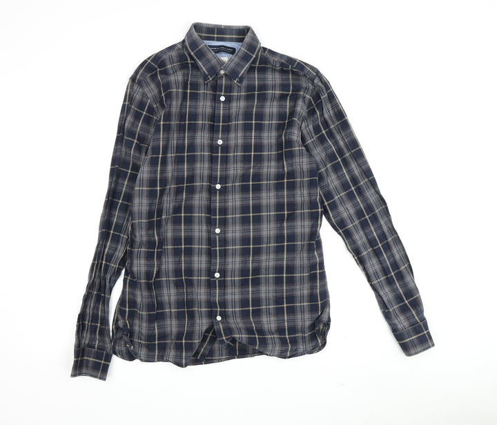 Jack & Jones Men's Blue Plaid Long Sleeve Shirt M
