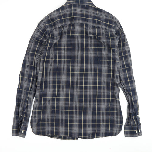 Jack & Jones Men's Blue Plaid Long Sleeve Shirt M