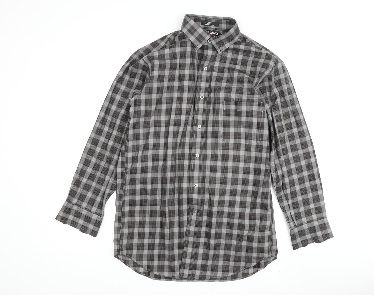 Kirkland Signature Men's Grey Check Shirt Medium