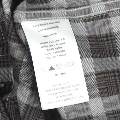 Kirkland Signature Men's Grey Check Shirt Medium
