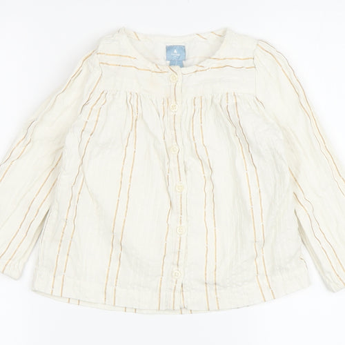 Baby Gap Girls Ivory Striped Blouse, 24 Months, Long Sleeve