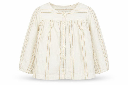 Front view of Baby Gap girls’ ivory striped blouse, 24 months, long sleeve