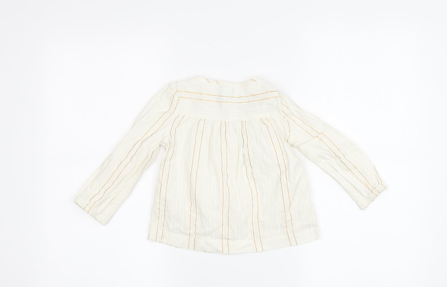 Baby Gap Girls Ivory Striped Blouse, 24 Months, Long Sleeve