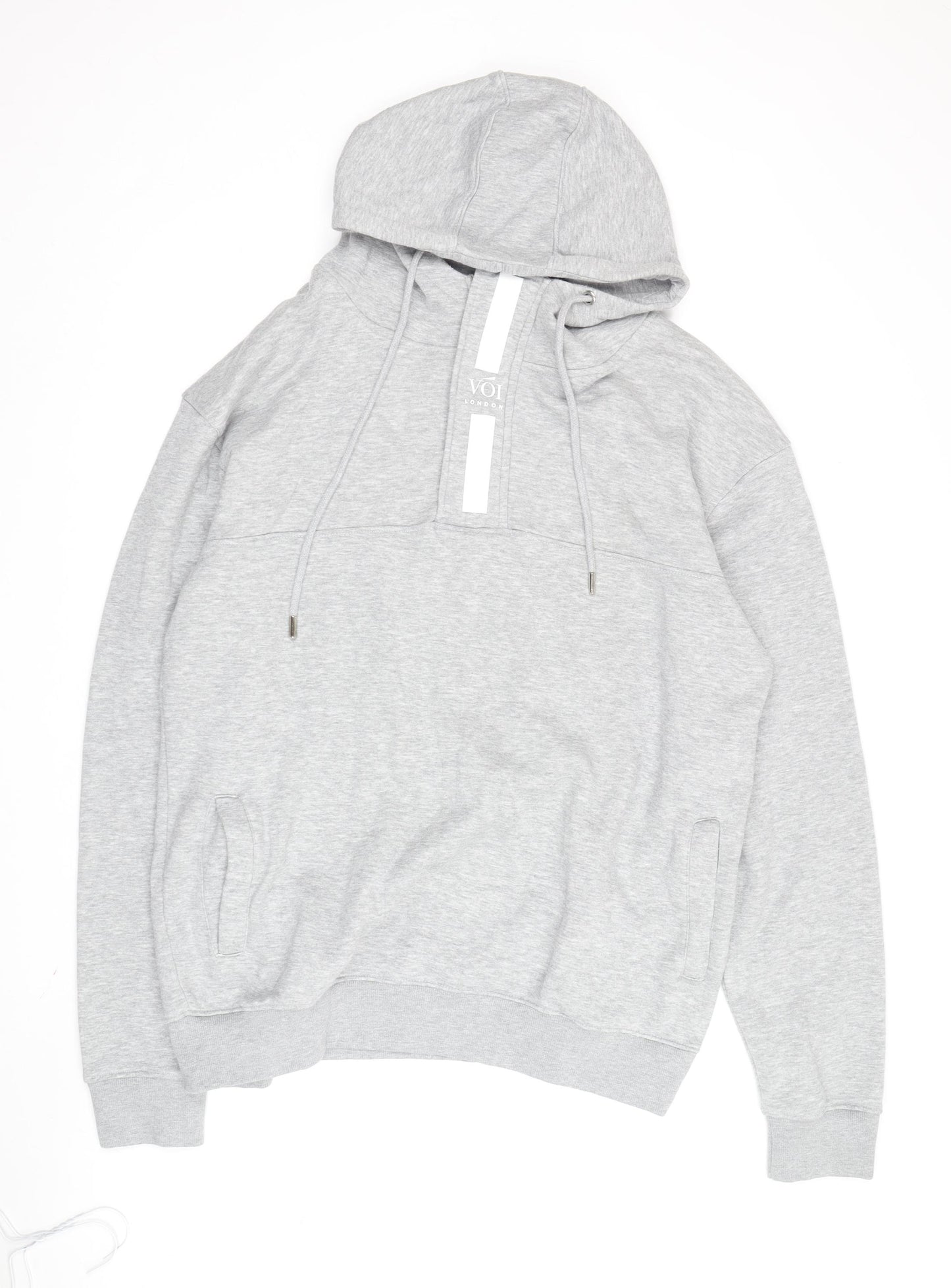 Voi Men's Grey 2XL Pullover Hoodie, Fleece, Hooded, Regular Fit