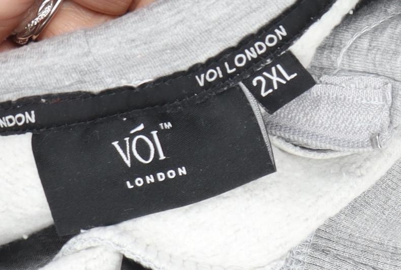Voi Men's Grey 2XL Pullover Hoodie, Fleece, Hooded, Regular Fit