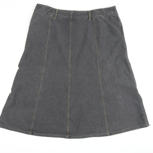 Women's Grey A-Line Cotton Skirt, Size L