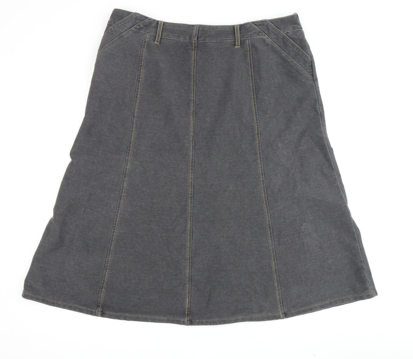 Women's Grey A-Line Cotton Skirt, Size L