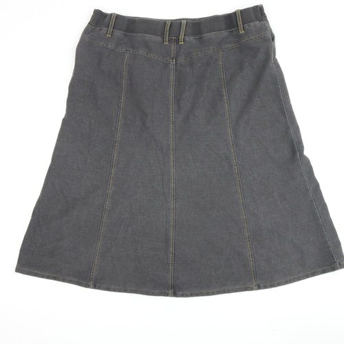 Women's Grey A-Line Cotton Skirt, Size L