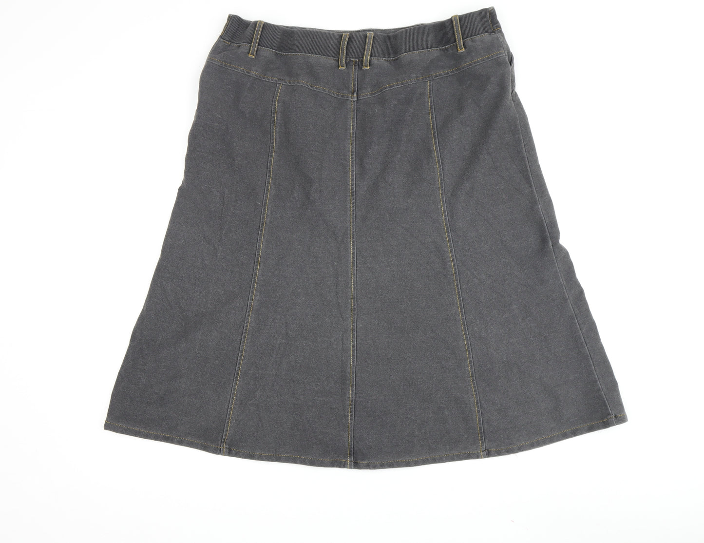 Women's Grey A-Line Cotton Skirt, Size L