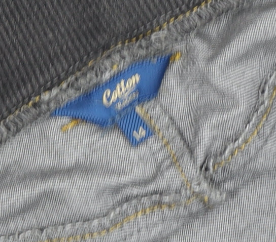 Women's Grey A-Line Cotton Skirt, Size L