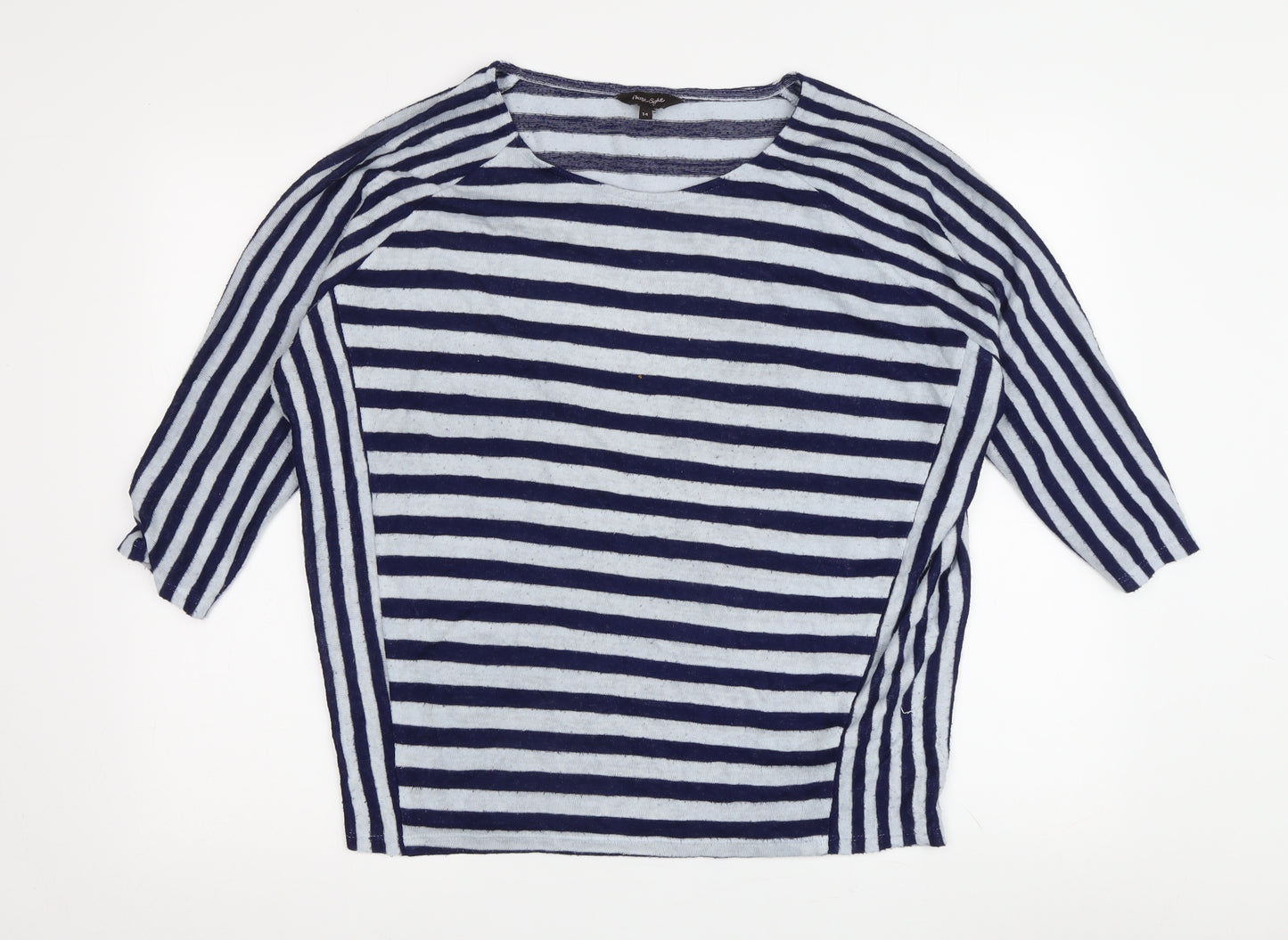 Phase Eight Women's Blue Striped Jersey Top - Size 14