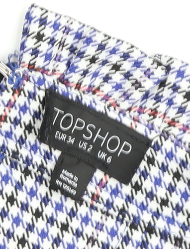 Topshop Women's Multicoloured Check Skirt, Size 6