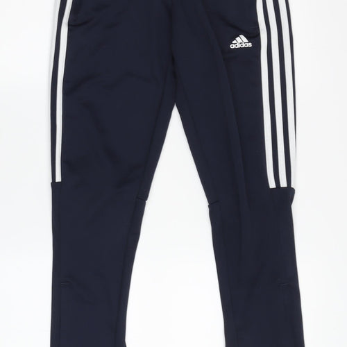Adidas Boys Blue Track Pants 11-12 Years Regular Fit