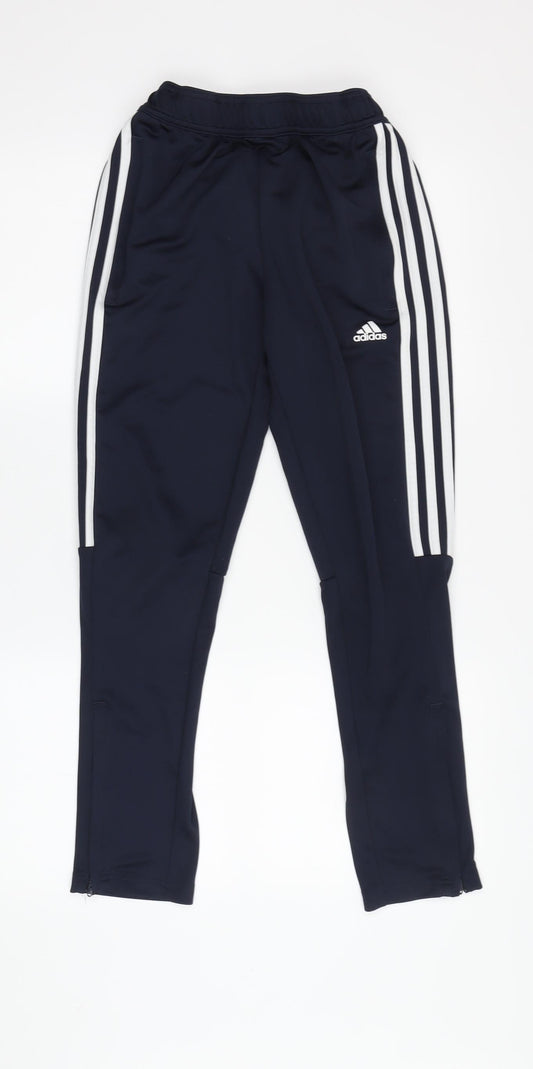 Front view of Adidas boys’ blue track pants 11-12 years regular fit