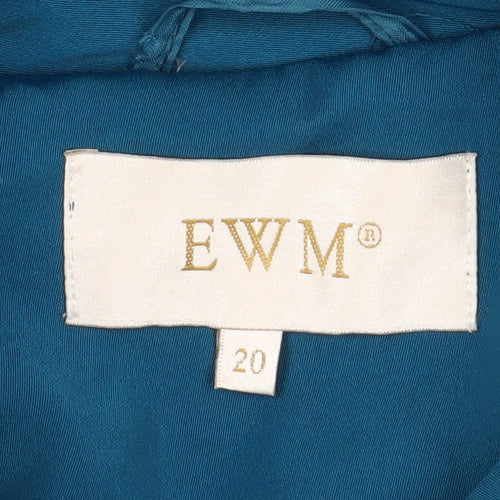 EWM Women's Blue Long Coat, Size 20, Regular Fit