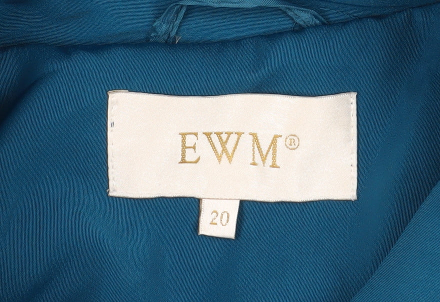 EWM Women's Blue Long Coat, Size 20, Regular Fit