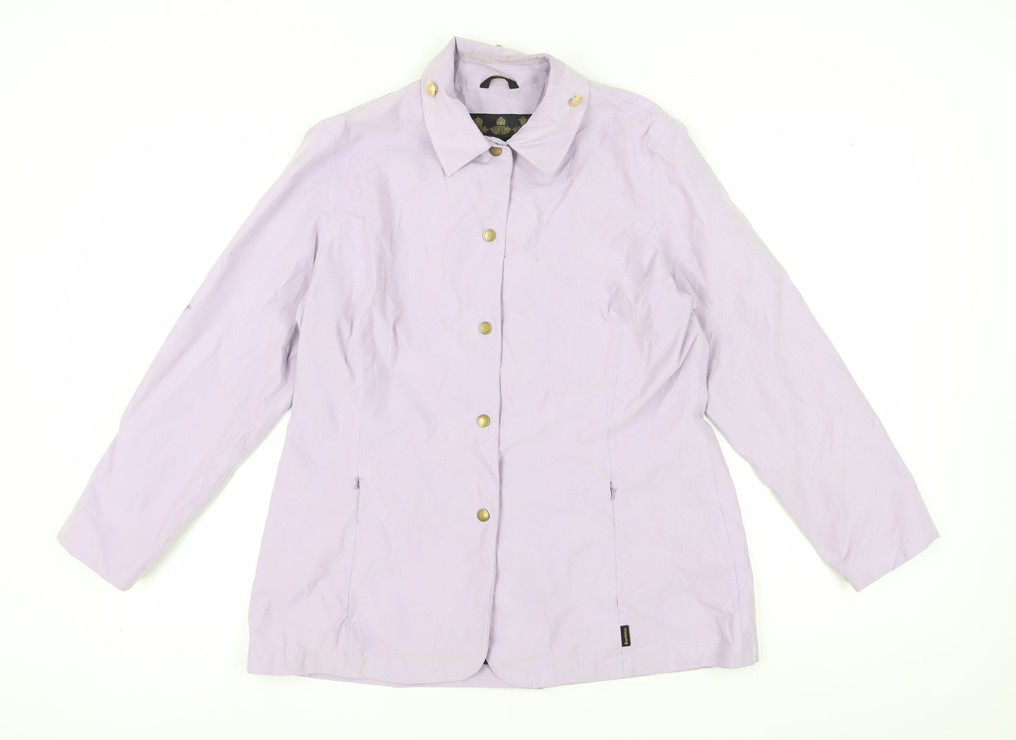Barbour Women's Purple Rain Coat, Size 16, Button-Up