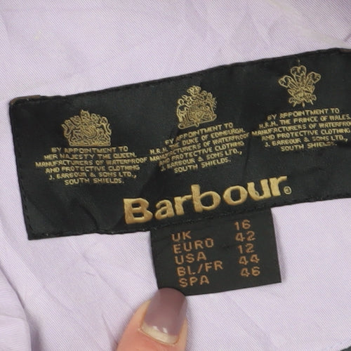 Barbour Women's Purple Rain Coat, Size 16, Button-Up