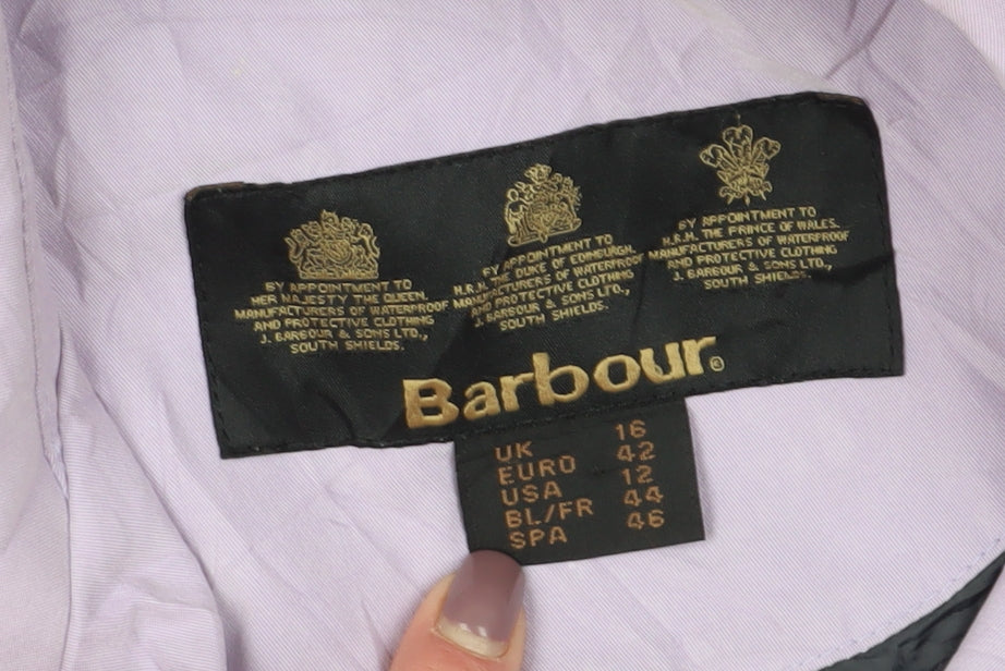 Barbour Women's Purple Rain Coat, Size 16, Button-Up