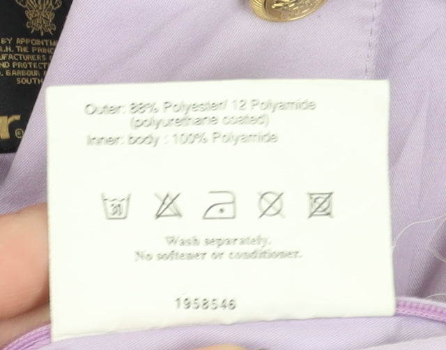 Barbour Women's Purple Rain Coat, Size 16, Button-Up
