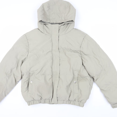 Brave Soul Women's Beige Hooded Puffer Jacket Size 16