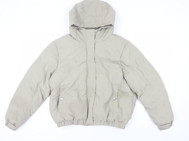 Brave Soul Women's Beige Hooded Puffer Jacket Size 16