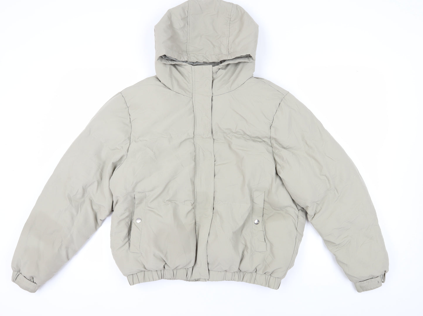 Brave Soul Women's Beige Hooded Puffer Jacket Size 16