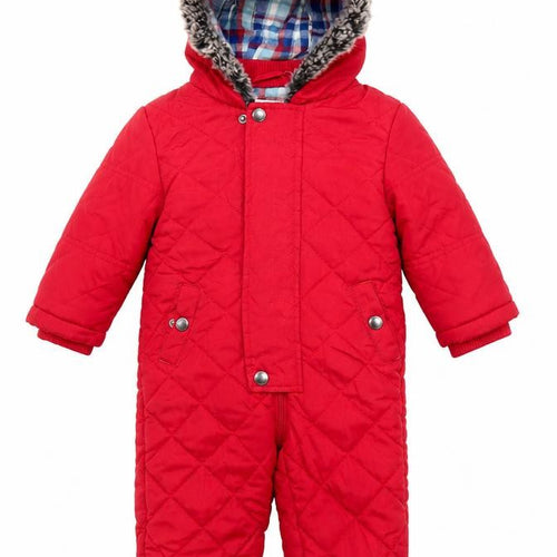 John Lewis Unisex Red Snowsuit 9-12 Months Hooded Puffer Jacket