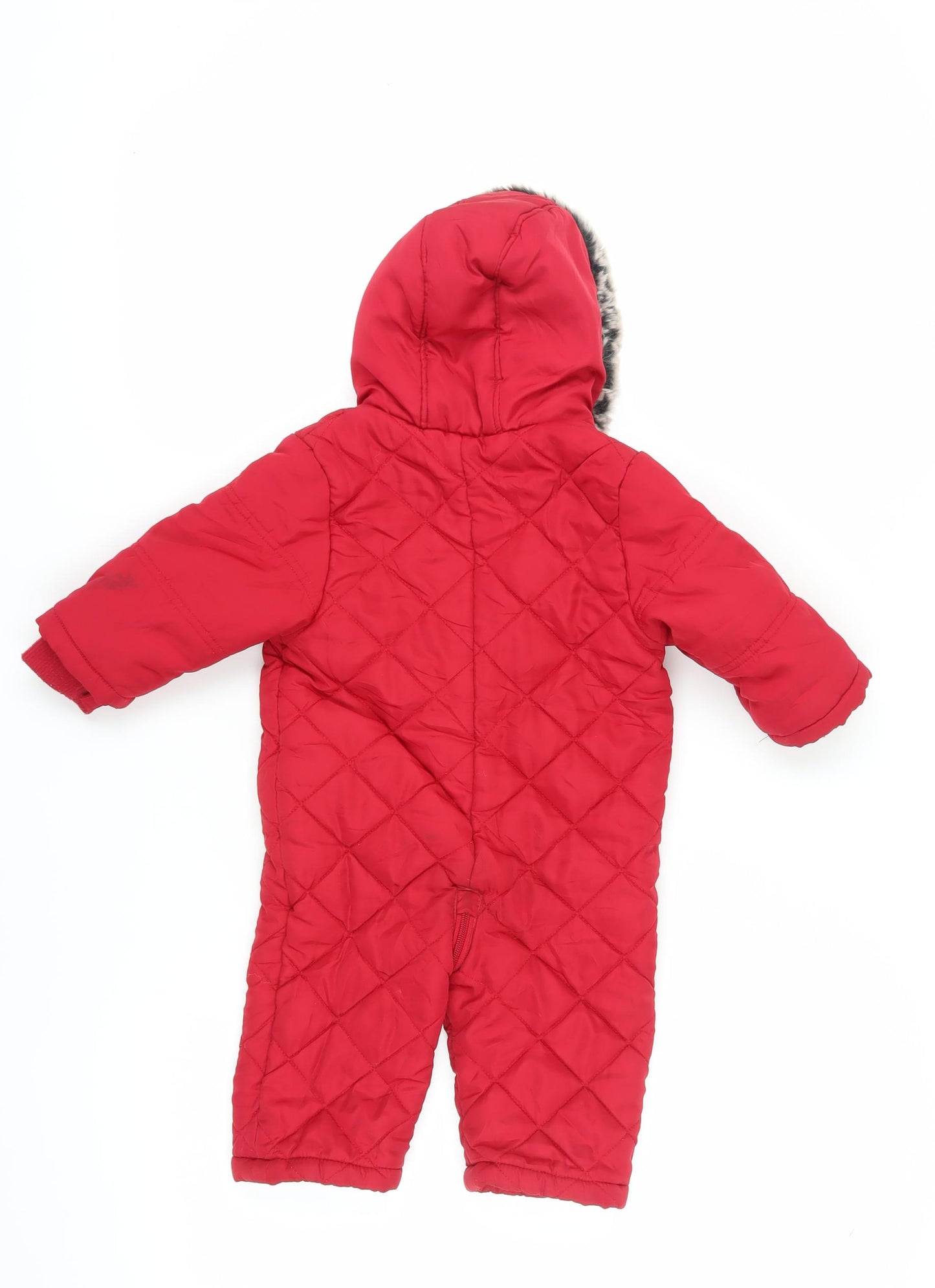 John Lewis Unisex Red Snowsuit 9-12 Months Hooded Puffer Jacket