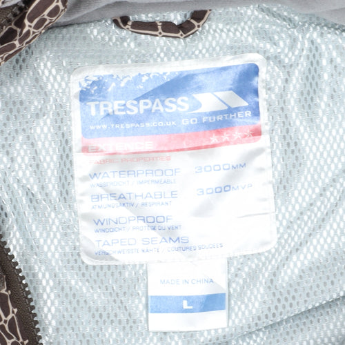 Trespass Men's Brown Geometric Rain Coat L Waterproof