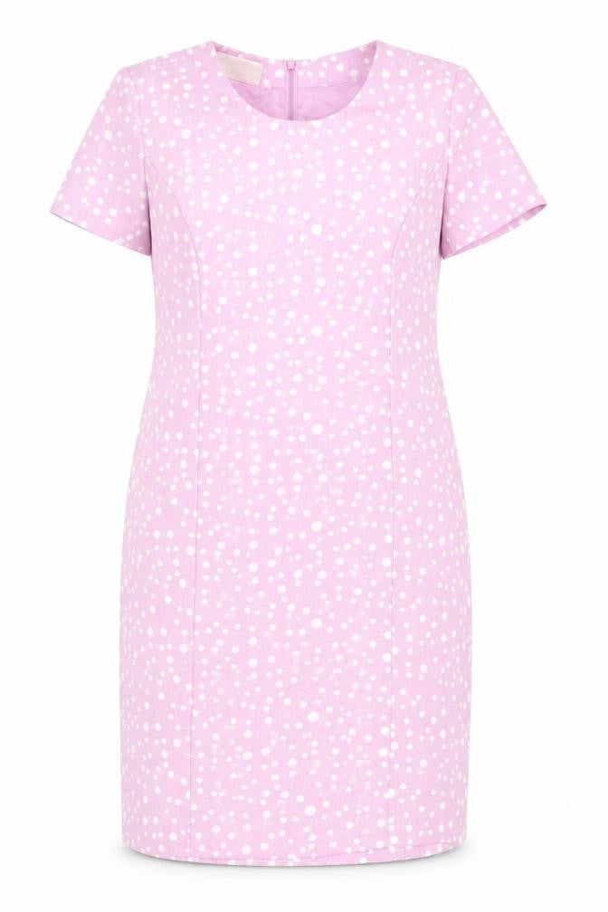 Front view of Eastex Women's Pink Polka Dot Sheath Dress, size 16