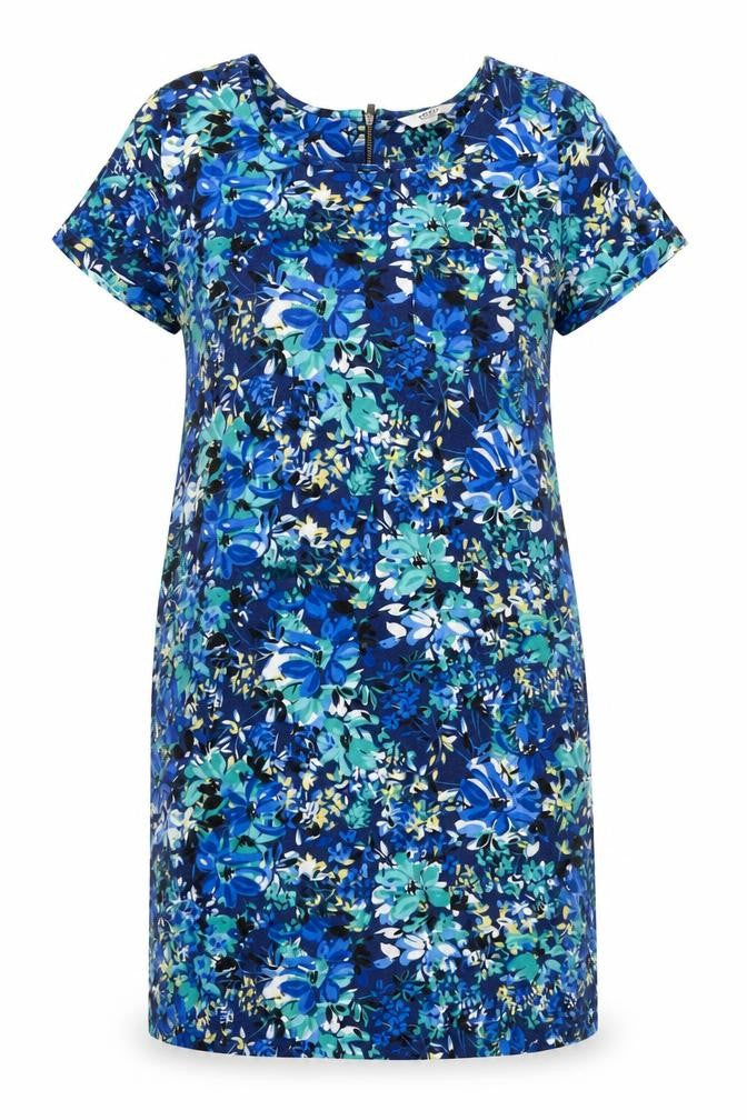 Front view of FatFace Women's Blue Floral Shift Dress, size 10