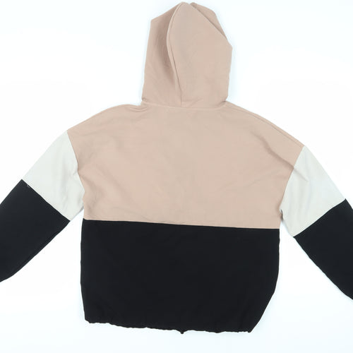 Zara Women Beige Black Pullover Hoodie 2XS Relaxed