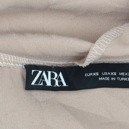 Zara Women Beige Black Pullover Hoodie 2XS Relaxed