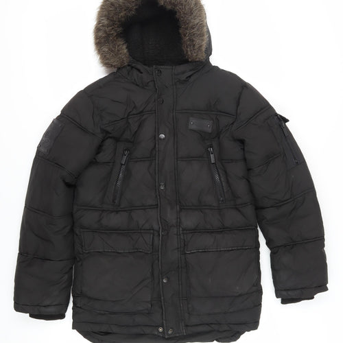 Sonneti Boys Black Long Puffer Jacket, 12-13 Years