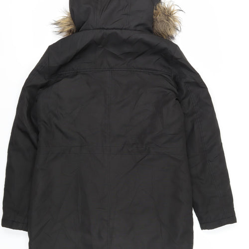 Vila Women's Black Parka Coat, Size 12, Hooded